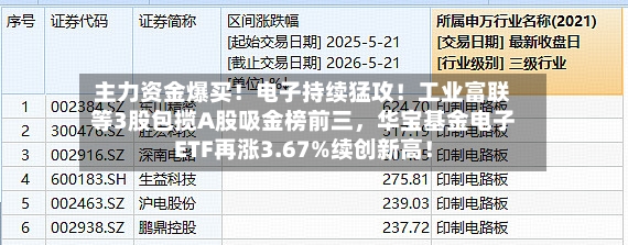 主力资金爆买！电子持续猛攻！工业富联等3股包揽A股吸金榜前三，华宝基金电子ETF再涨3.67%续创新高！-第3张图片