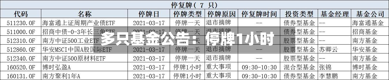 多只基金公告：停牌1小时-第3张图片