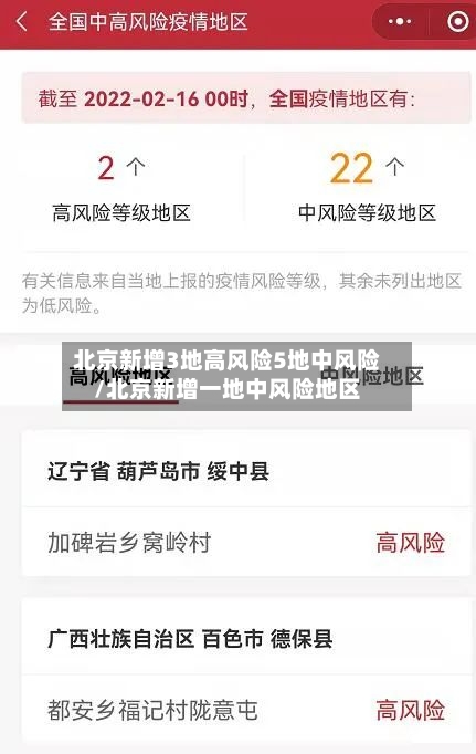 北京新增3地高风险5地中风险/北京新增一地中风险地区