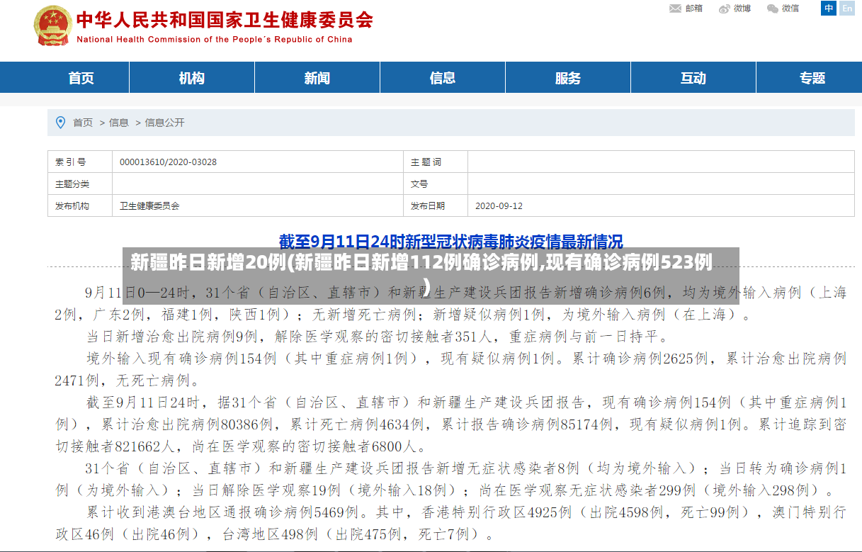 新疆昨日新增20例(新疆昨日新增112例确诊病例,现有确诊病例523例)