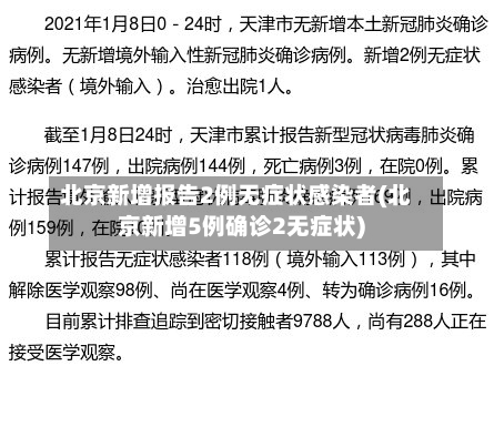 北京新增报告2例无症状感染者(北京新增5例确诊2无症状)