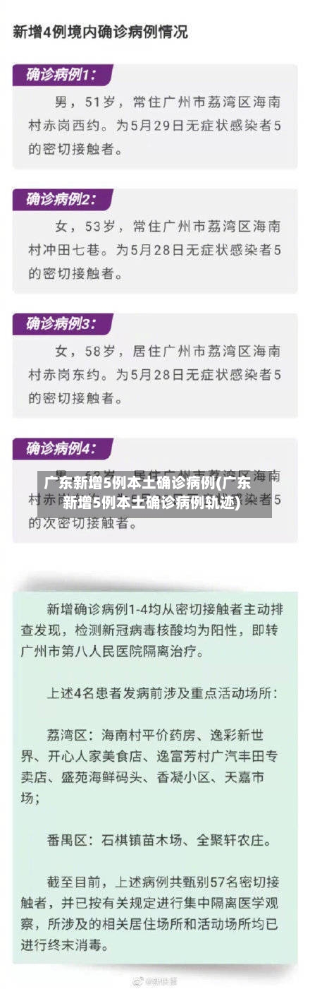 广东新增5例本土确诊病例(广东新增5例本土确诊病例轨迹)