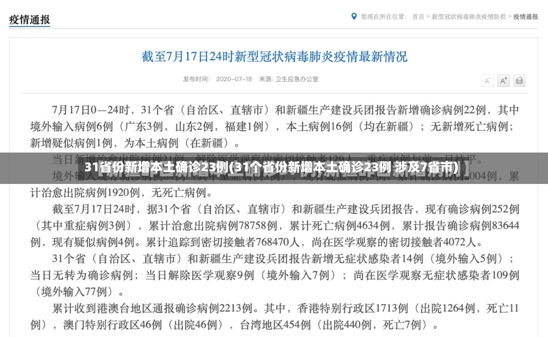 31省份新增本土确诊23例(31个省份新增本土确诊23例 涉及7省市)-第2张图片