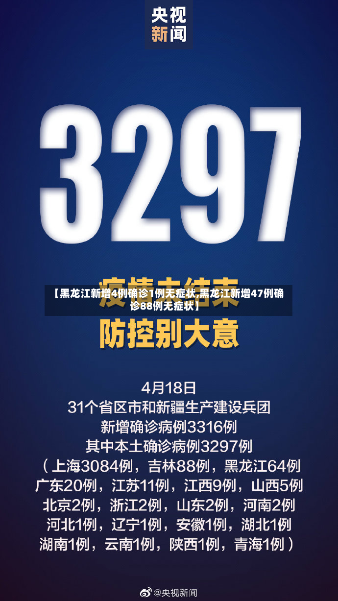 【黑龙江新增4例确诊1例无症状,黑龙江新增47例确诊88例无症状】