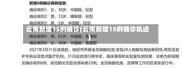 云南新增15例确诊(云南新增15例确诊轨迹)-第2张图片