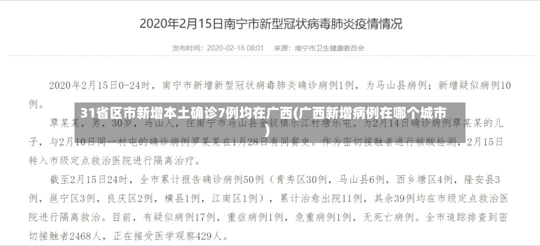 31省区市新增本土确诊7例均在广西(广西新增病例在哪个城市)-第2张图片