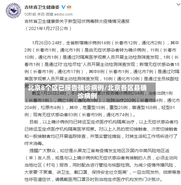 北京8个区已报告确诊病例/北京各区县确诊病例
