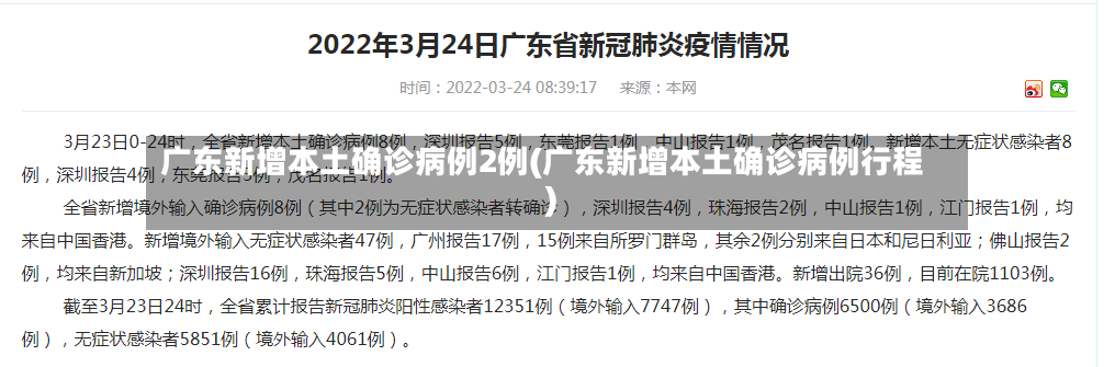 广东新增本土确诊病例2例(广东新增本土确诊病例行程)