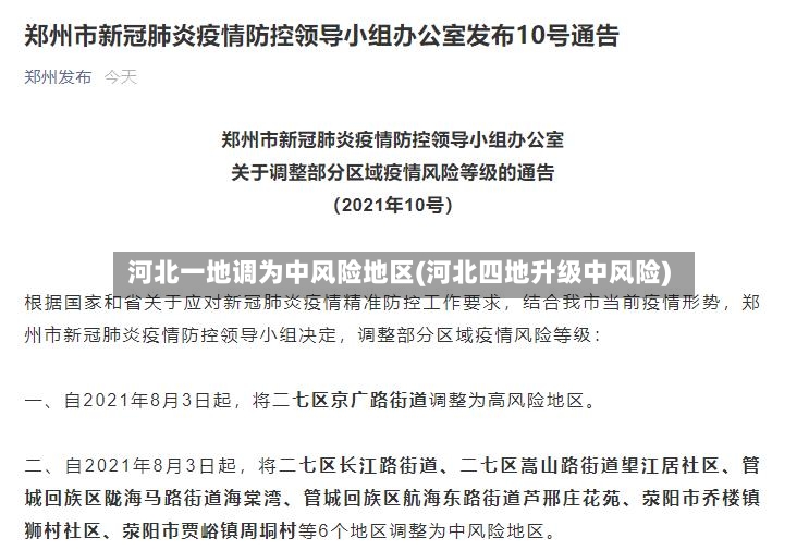 河北一地调为中风险地区(河北四地升级中风险)