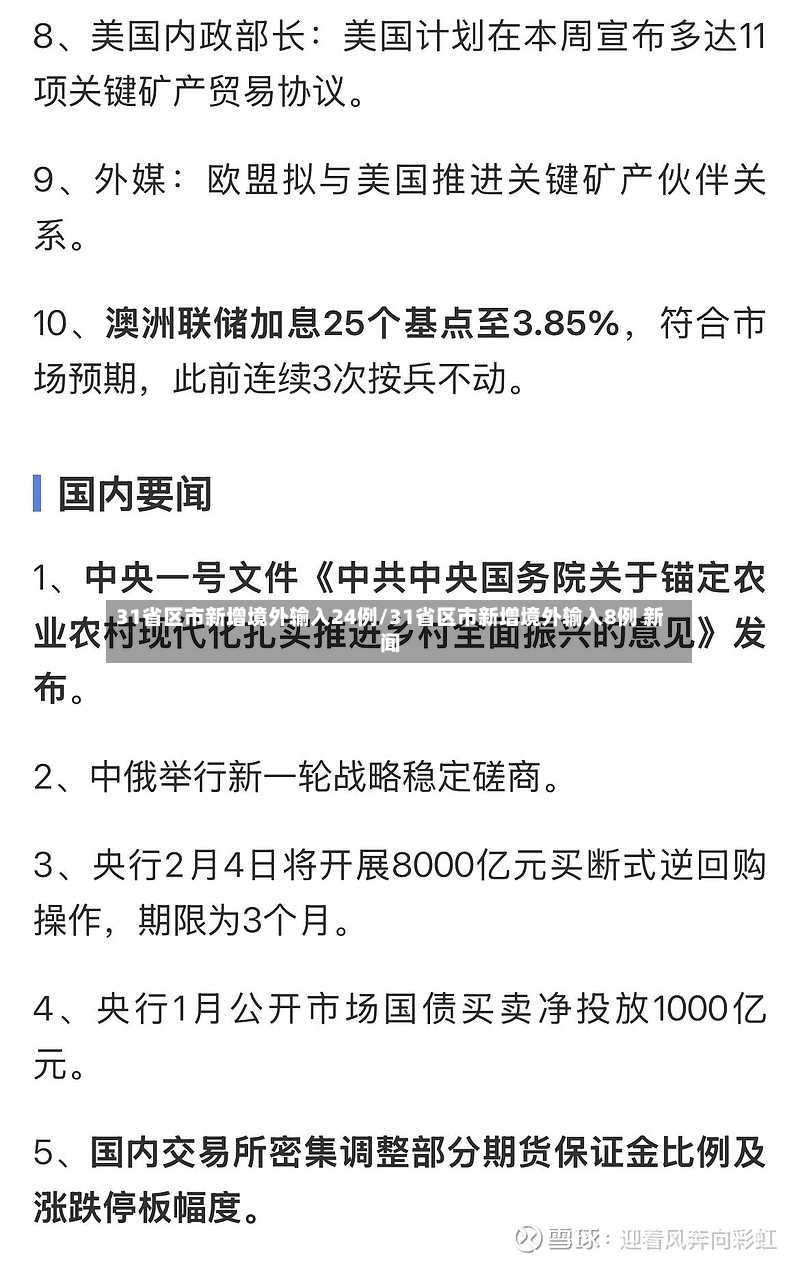 31省区市新增境外输入24例/31省区市新增境外输入8例 新闻-第3张图片